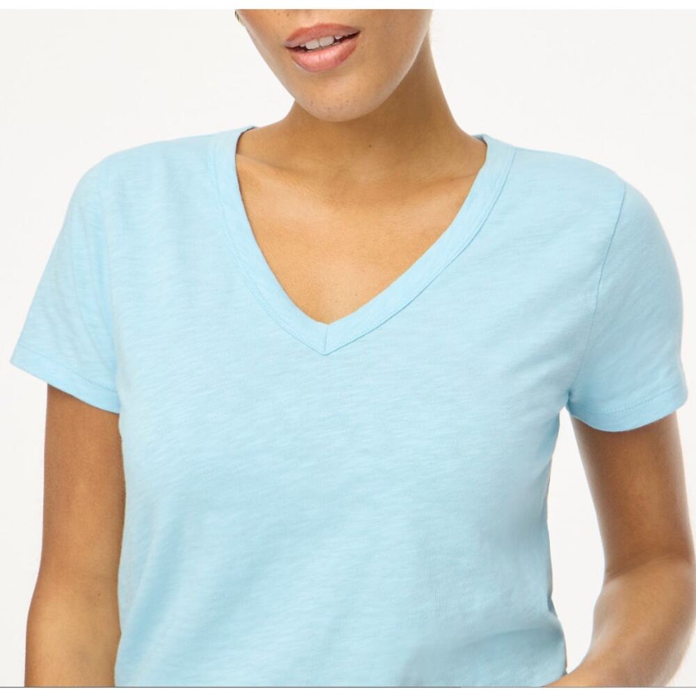 J.Crew Short-sleeve V-neck Girlfriend Tee Womens 2XL Crisp Sky Cotton Loose Fit